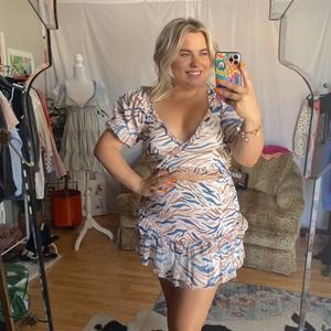 Saylor Zebra Print Teryn Skirt and Top Set Size Small